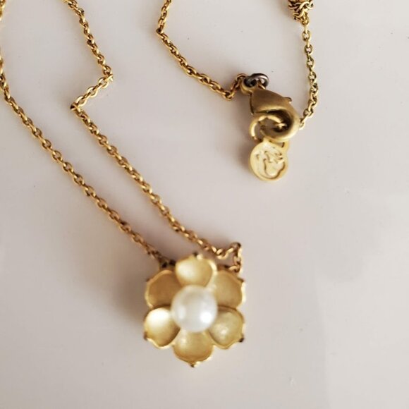 Spartina 449 Sea La Vie Bloom Magnolia Flower Necklace Gold Plated Mermaid Signe - Picture 6 of 9